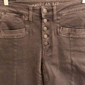 American Eagle Size 6 Hi-Rise Button Up Jegging Faded Black Ne(x)t Level Stretch